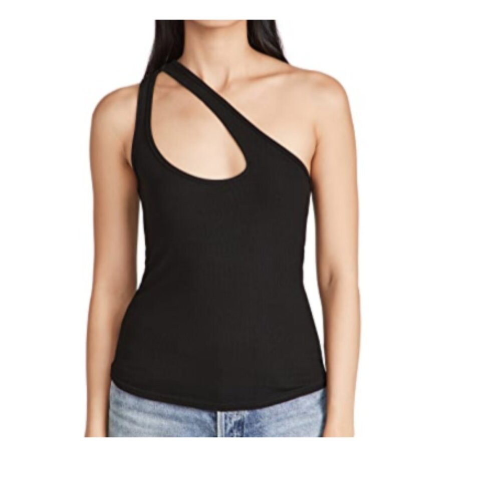 BB Dakota You Know It One Shoulder Asymmetrical Tank Black Size M